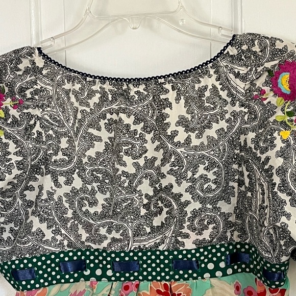 Anthropologie FEI Flores Peasant Top Blouse Mixed Media Silk Floral Embroidery 8 - Picture 8 of 12